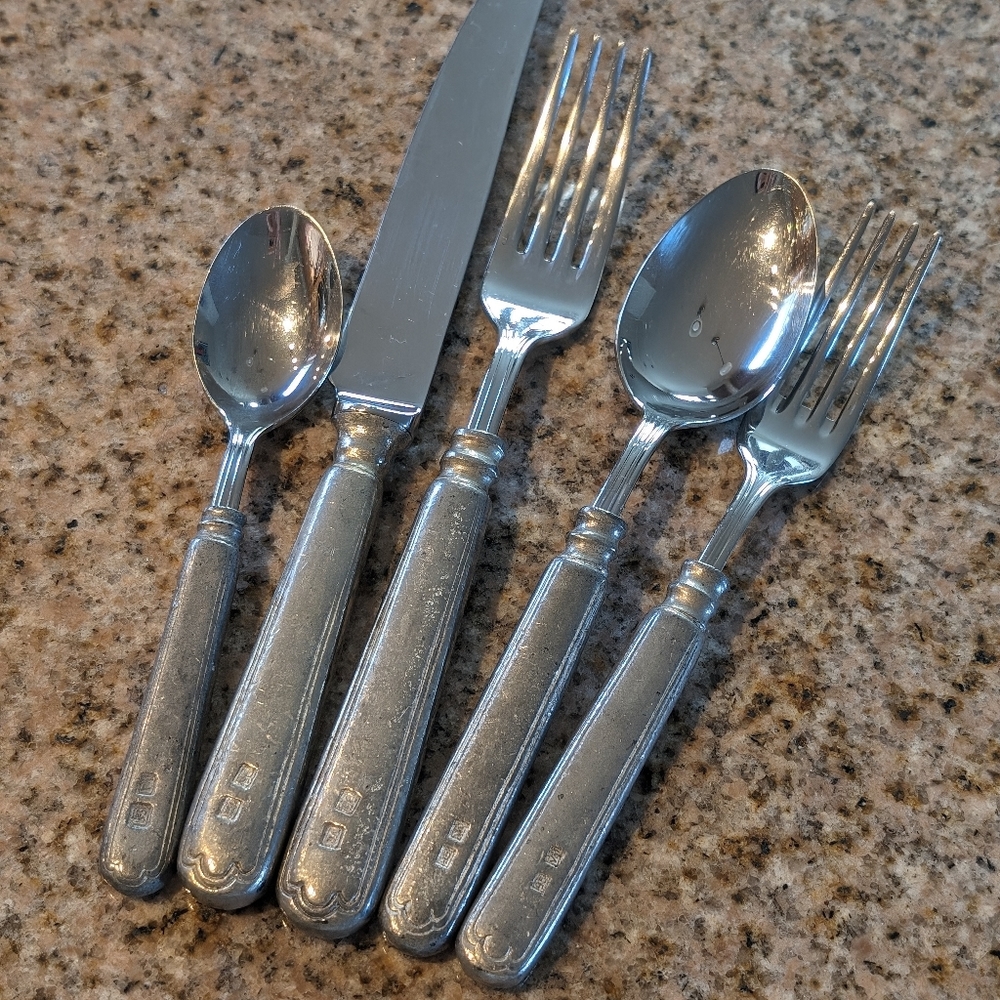 56 Piece Neiman Marcus Filet Pewter Flatware Place Setting